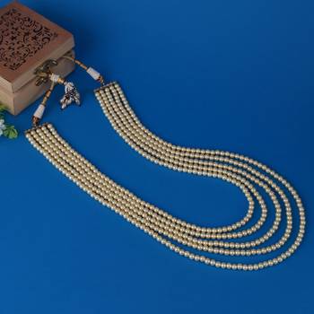 Freshwater pearl 5 layered gold plated moti mala necklace 1