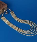 Freshwater pearl 5 layered gold plated moti mala necklace