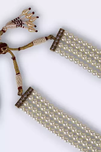 Graceful pearl 4 layered gold plated moti mala necklace