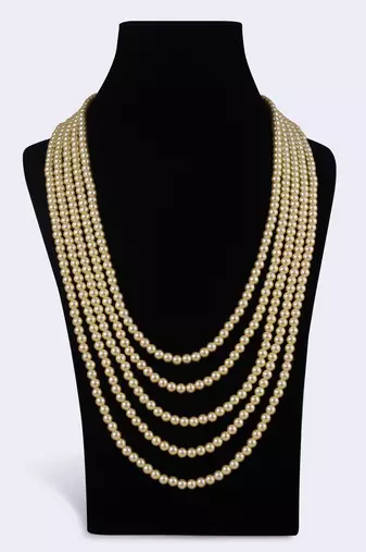 Classic pearl 4 layered gold plated moti mala necklace