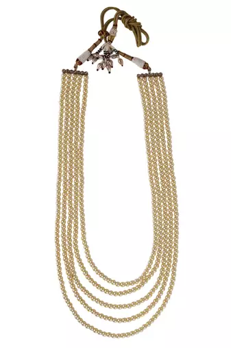 Freshwater pearl 5 layered gold plated moti mala necklace