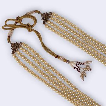Classic pearl 4 layered gold plated moti mala necklace 5