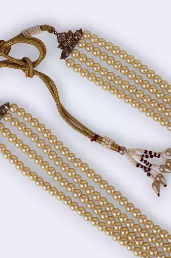 Classic pearl 4 layered gold plated moti mala necklace