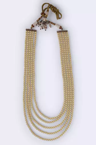 Freshwater pearl 5 layered gold plated moti mala necklace