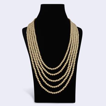 Freshwater pearl 5 layered gold plated moti mala necklace 4