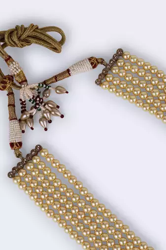 Freshwater pearl 5 layered gold plated moti mala necklace