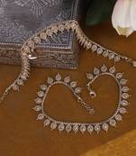 Traditional oval and flower design gold plated set of 2 anklet(payal) for women