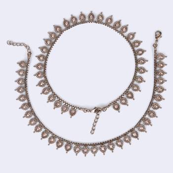 Traditional oval and flower design gold plated set of 2 anklet(payal) for women 2