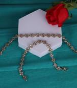 Traditional oval and leaf design gold plated set of 2 anklet(payal) for women