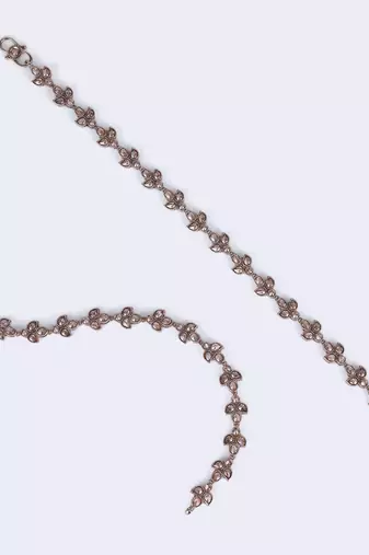 Traditional oval and leaf design gold plated set of 2 anklet(payal) for women