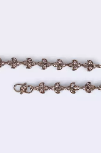 Traditional oval and leaf design gold plated set of 2 anklet(payal) for women