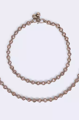 Traditional fascinating round shape gold plated set of 2 anklet(payal) for women