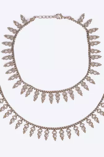 Traditional good-looking oval shape gold plated set of 2 anklet(payal) for women
