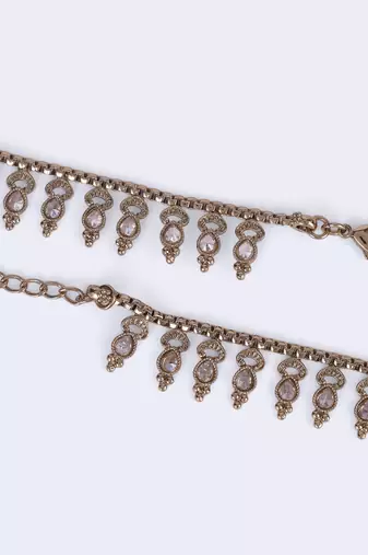 Traditional good-looking oval shape gold plated set of 2 anklet(payal) for women