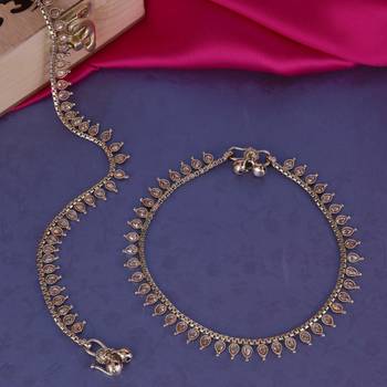 Traditional incredible oval shape gold plated set of 2 anklet(payal) for women 1