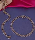 Traditional incredible oval shape gold plated set of 2 anklet(payal) for women