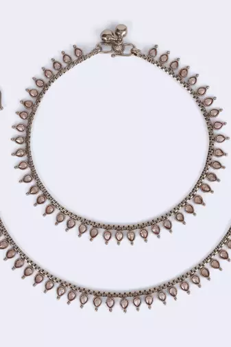 Traditional incredible oval shape gold plated set of 2 anklet(payal) for women