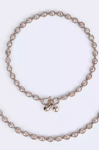 Traditional fabulous oval shape gold plated set of 2 anklet(payal) for women