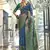 Weaving handloom silk blend saree in blue and green