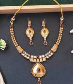 Antique finish tear drop pendant necklace with matching earrings
