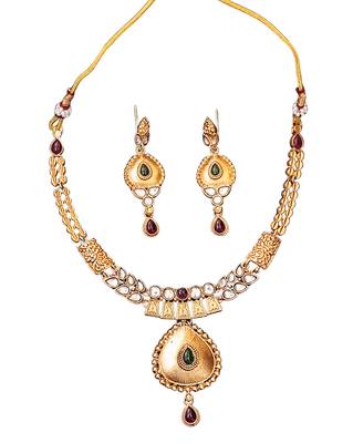 Antique finish tear drop pendant necklace with matching earrings 4
