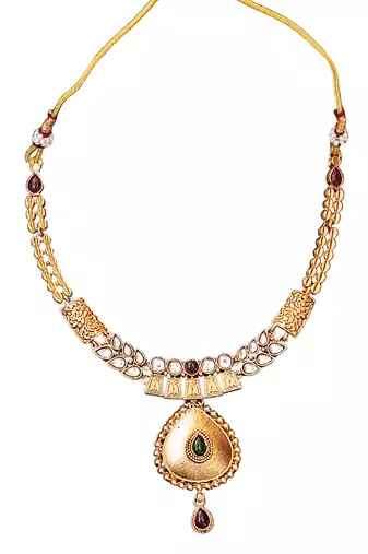 Antique finish tear drop pendant necklace with matching earrings