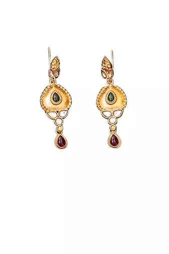 Antique finish tear drop pendant necklace with matching earrings