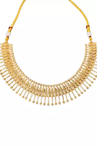 Gold plated necklace set with jhumka earrings for women     traditional ethnic jewelry for festivals & cultural events