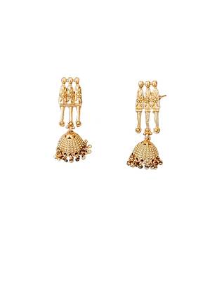 Gold plated necklace set with jhumka earrings for women     traditional ethnic jewelry for festivals & cultural events 4