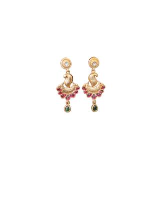 Peacock inspired ethnic necklace set with floral and stone detailing 6