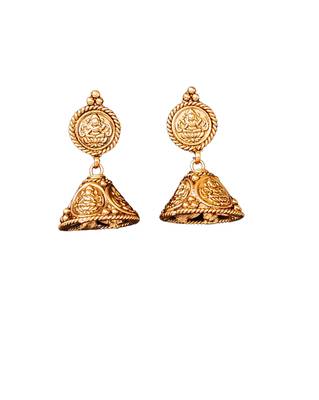 Lakshmiji coin gold plated necklace set with jhumka earrings     traditional temple jewelry for her 6