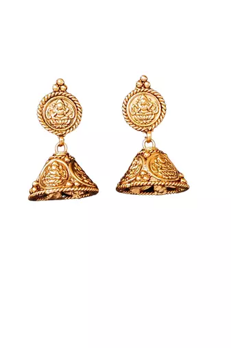 Lakshmiji coin gold plated necklace set with jhumka earrings     traditional temple jewelry for her