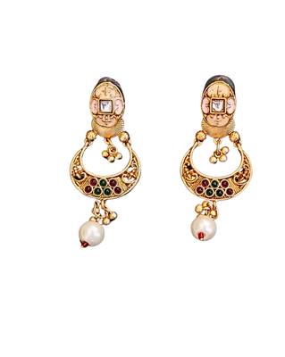 Square cluster gemstone necklace set with pearl and kundan detail 6