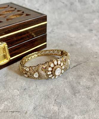 Gold plated silver polki bangle 2