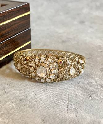 Gold plated silver polki bangle 3