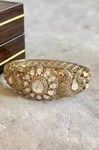 Gold plated silver polki bangle