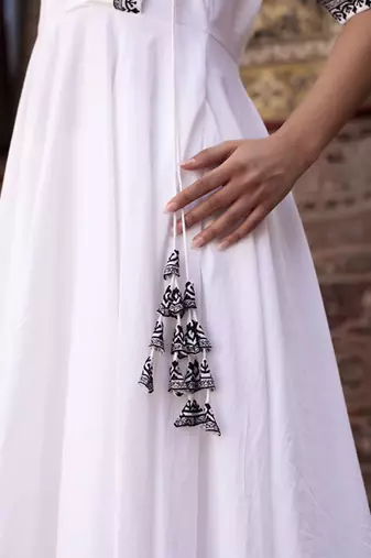 White cotton plain anarkali