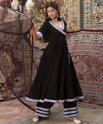 Black cotton plain anarkali 1