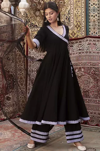 Black cotton plain anarkali
