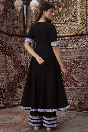 Black cotton plain anarkali