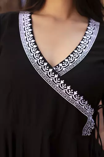 Black cotton plain anarkali
