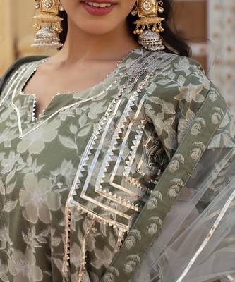 Green cotton printed anarkali 2