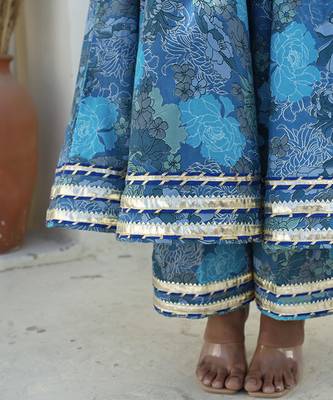 Blue cotton printed anarkali 3