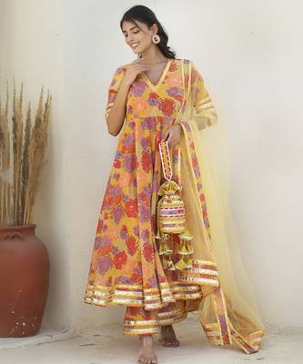 Multicolor cotton printed anarkali 1
