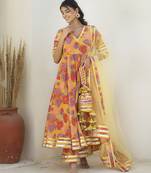 Multicolor cotton printed anarkali