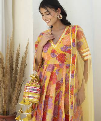Multicolor cotton printed anarkali 3