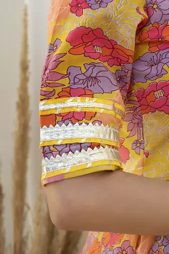 Multicolor cotton printed anarkali
