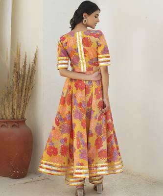 Multicolor cotton printed anarkali 5