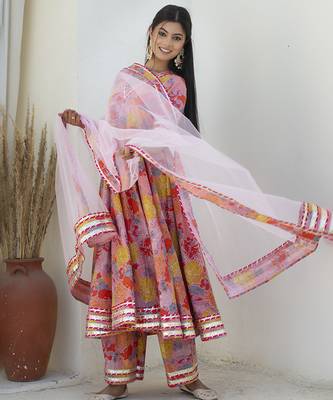 Multicolor cotton printed anarkali 1
