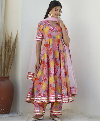 Multicolor cotton printed anarkali 2